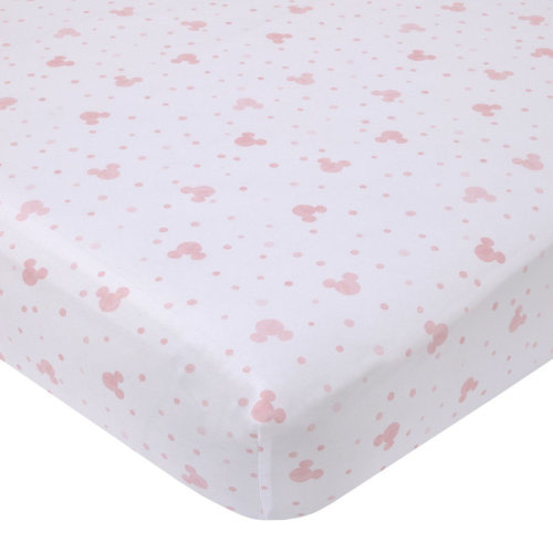 Disney NoJo Disney Minnie Mouse Lovely Little Lady Minnie Icon and Polka Dot Fitted Crib Sheet | Wayfair