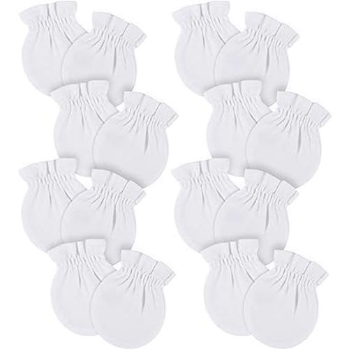 Gerber Baby 12-Pack No Scratch Mittens, White, 0-3 Months (8-Pack)
