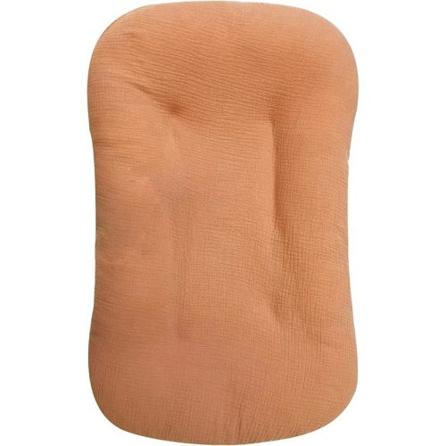 Muslin Baby Lounger Cover, Baby Padded Lounger Cover, Infant Floor Seat Cover, Organic Cotton Removable Slipcover Fits Newborn Lounger for Boys and Girls(Light Brown)