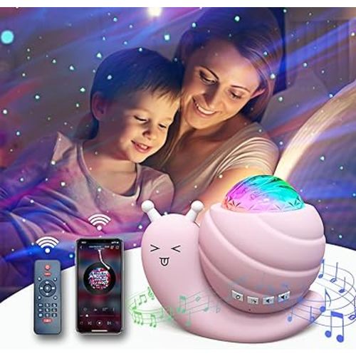 Mycket Star Projector Night Light, 4 in 1 Aurora Galaxy Projector Lights, Snail Kid Night Lights for Bedroom with Remote/Music Bluetooth Speaker/Colors Changing/Timer Fuction for Kids Adults Gifts