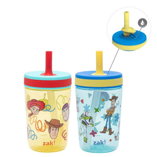 Zak Designs Disney Pixar Toy Story Kelso Toddler Tumblers For Travel or At Home, 15oz 2-Pack Durable Plastic Sippy Cups With Leak-Proof Design is Perfect For Kids (Woody, Buzz & Friends)