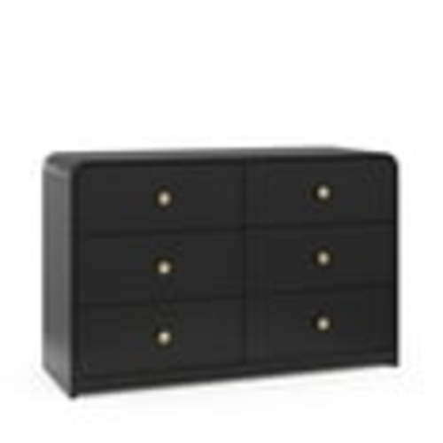 Storkcraft Santos 6 Drawer Nursery Double Dresser, Black