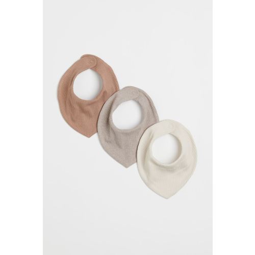 3-pack Ribbed Triangular Scarves, Natural white/beige melange/li
