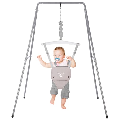 G TALECO GEAR Baby Jumper with Stand, Baby Jumpers and Bouncers, Baby Exerciser Suitable for 6-24 Months, Easy to Assemble & Store Jumper for Baby (Grey)