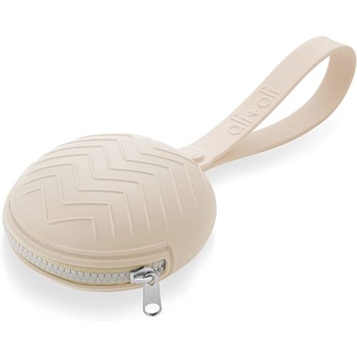 Ali+Oli Silicone Pacifier Case (Natural) 3" x 1.6" BPA-Free Newborn Pacifier Holder, Travel Baby Pacifiers Silicone Pouch, Pacifier Accessories for Boys & Girls, Silicone Pacifier Storage Case