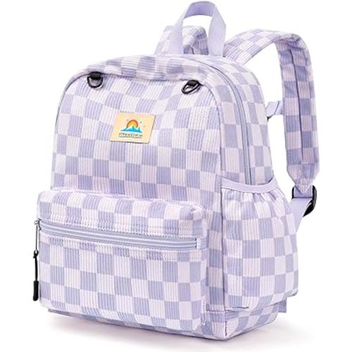 STEAMEDBUN Corduroy Toddler Backpack for Girls 2-4: Kids backpack for Boys Girls - 12 inch Preschool Kindergarten Backpacks - Checkerboard