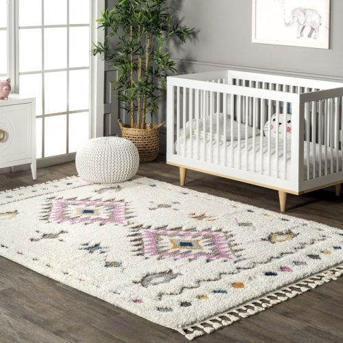 Union Rustic Higginson Diamond Shag Performance Ivory Rug & Reviews | Wayfair