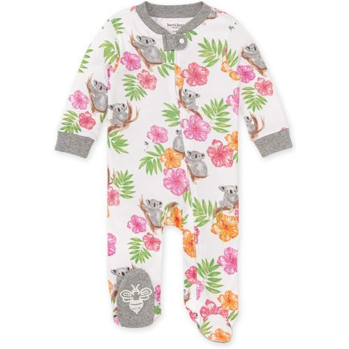 Burt's Bees Baby Baby Girls' Sleep and Play Pajamas, 100% Organic Cotton One-Piece Romper Jumpsuit Zip Front Pjs - Koala Cuties - 9 Months