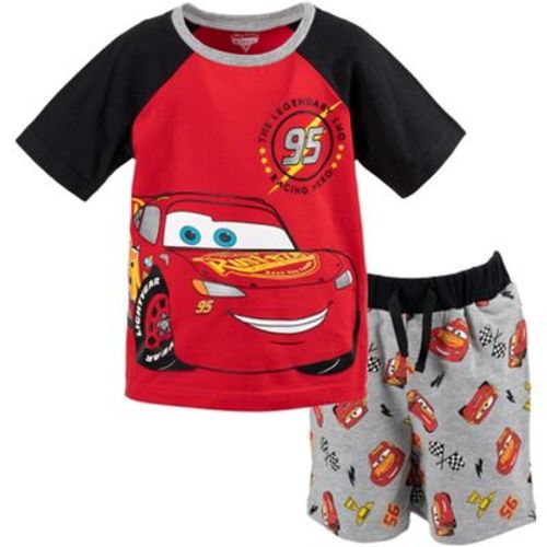 Disney Pixar Cars Lightning Mcqueen Toddler Boys T-shirt French Terry Shorts Red/grey 5t