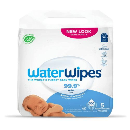 WaterWipes Biodegradable Original Baby Wipes,99.9% Water Based Wipes, Unscented & Hypoallergenic for Sensitive Skin, 300 Count (5 packs)