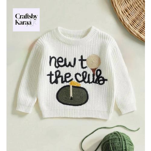 New to the Club | Infant Sweater | Baby Golf Outfit | Baby Announcement