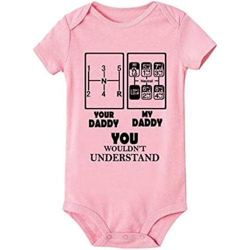 Your Daddy My Daddy Trucker Dad 6 Speed for Baby Girls Boys Short Sleeve Crawl Bodysuit