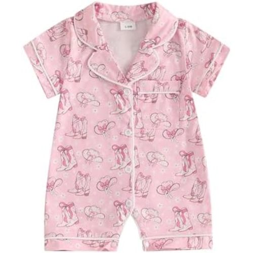 Newborn Summer Pajamas Baby Boy Girl Button Down Romper Cute Infant Sleepwear One-Piece Pjs