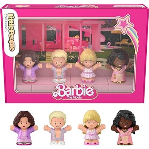 Little People Collector Barbie The Movie Special Edition Set for Adults & Fans, 4 Figures in Display Package