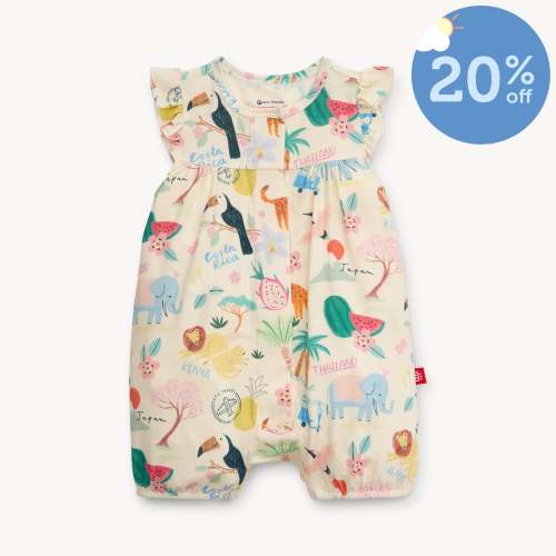 wanderlust wildlife modal magnetic ruffle sleeve romper – Magnetic Me