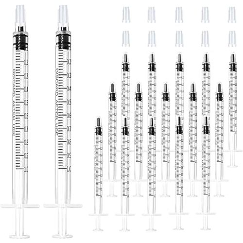 30 Pack 1ml Syringe for Liquid, Plastic Syringes without Needle, Sterile & Individually Wrapped, 1cc Small Syringe for Scientific Labs, Colostrum Collect, Pet Feeding, Jello Shot,Oral, No Needle