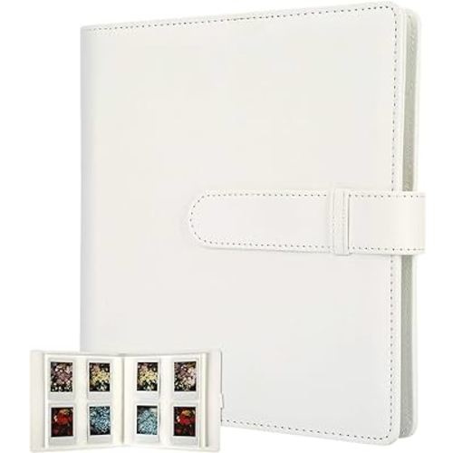256 Pockets Photo Album for Fujifilm Instax Mini Camera, Photo Album for Polaroid, Leather Cover, Photo Album for Instax Mini 12 11 9 40 90 8 7 Evo LiPlay Instant Camera, 2x3 Photo Album (White)