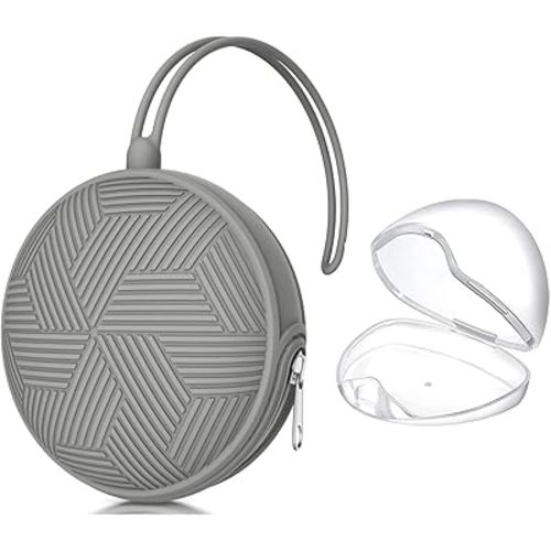 Smlpuame Pacifier Holder Case,BPA Free Portable Pacifier Storage Container,Silicone Baby Pacifier Cover Pouch for Diaper Bag Stroller,Travel Outdoor Activities,Easy to Clean(Grey)