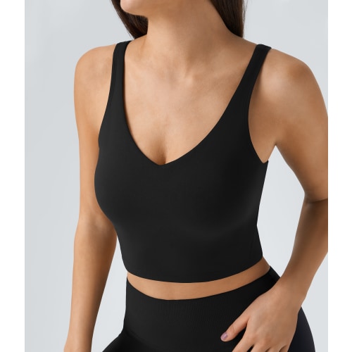 Padded V Neck Cropped Yoga Tank Top
