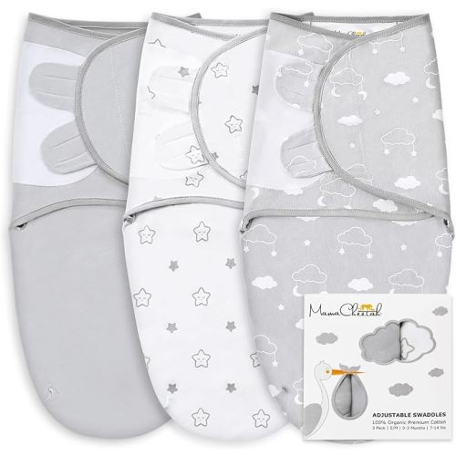Organic Cotton Baby Swaddle Blanket Wrap with Easy Diaper Change Zipper S/M