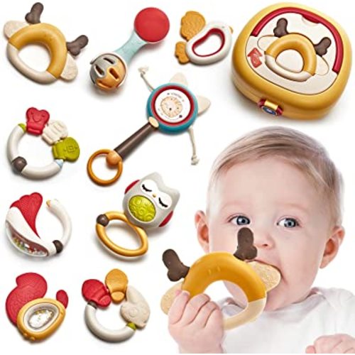 hahaland Baby Toys 0-6 Months - Baby Rattles Toys Set Infant Toys 0-6-12 Months Sensory Teething Toys for Babies 0-3-6-12-18 Months Early Development Learning Toy Birthday Gifts
