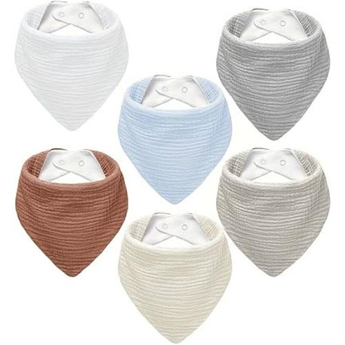 Muslin Baby Bibs,Soft Triangular Baby Bandana Drool Bibs for Baby Boy Girl,Solid Colors Bib for Drooling Teething