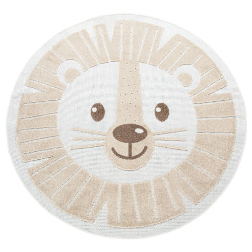 Paco Home Kids Rug Happy Lion Motif Play-Mat Round With Contour Cut & Reviews | Wayfair