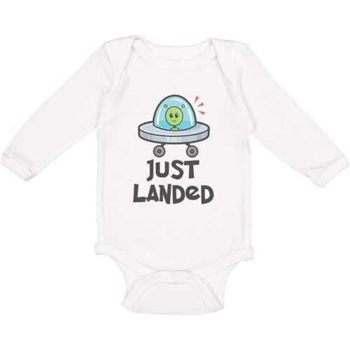 Cute Rascals Baby Long Sleeve Bodysuit Novelty Just Landed Funny Humor Cotton Baby Clothes - White - Newborn