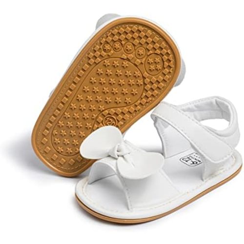 Babelvit Infant Baby Girl Boy Sandals Comfort Premium Summer Outdoor Casual Beach Shoes with Flower Bowknot Anti Slip Rubber Sole Newborn Toddler Prewalker First Walking Shoes
