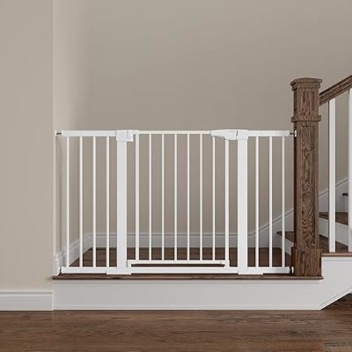 Baby Gate Extra Wide, 29.5"- 51.5" Pressure Mounted Dog Gate with Walk Through Door, Auto Close Pet Gate for Stairs,Doorways,House
