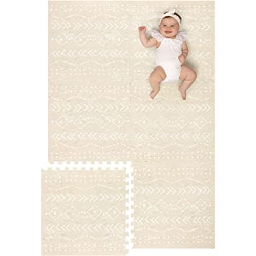 Lillefolk Baby Foam Play Mat - Baby Play Mat Floor Tiles for Kids Puzzle Piece Floor Mat - Foam Baby Mat for Floor Play Mats - Babies & Toddlers Non Toxic Play Mat for Baby Tummy Time Mat 6x4ft Beige