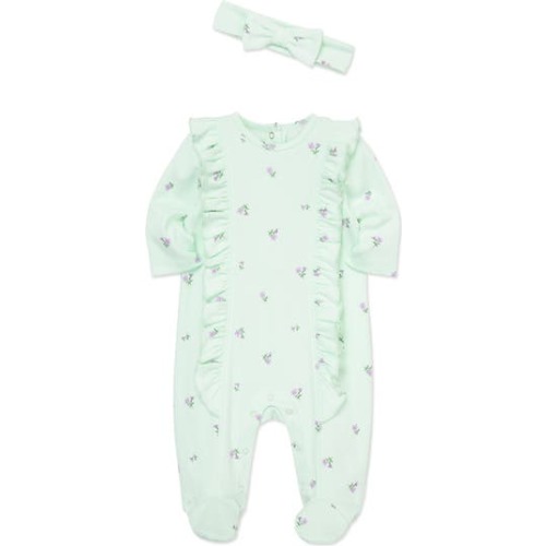 Sweet Rose Cotton Footie & Headband Set, 6M