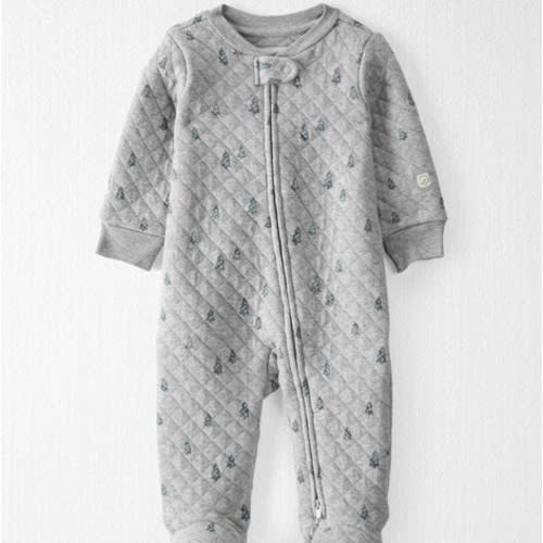 Baby Quilted Double Knit Sleep & Play Pajamas Made with Organic Cotton in Evergreen Trees - Little Planet | Carter's
