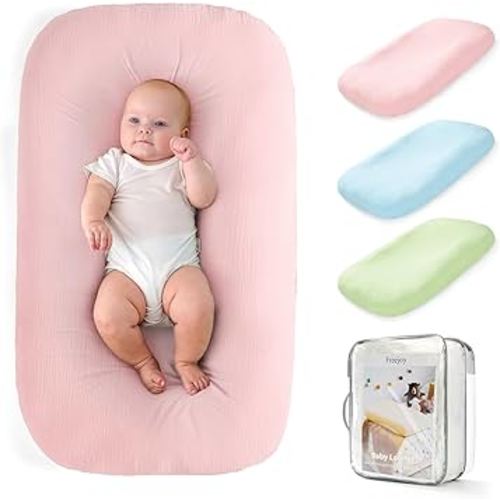 Freejoy Baby Lounger for Newborn, Portable Baby Nest, Soft Cotton Breathable Washable Infant Lounger for Home and Travel (Pink)