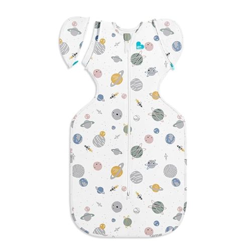 Love to Dream Swaddle Up Transition Swaddle, Patented Zip-Off Wings, Gently Help Baby Transition from Being Swaddled to Arms Free When Showing Signs of Rolling, Lite 0.2 TOG, 13-19 lbs, White Space