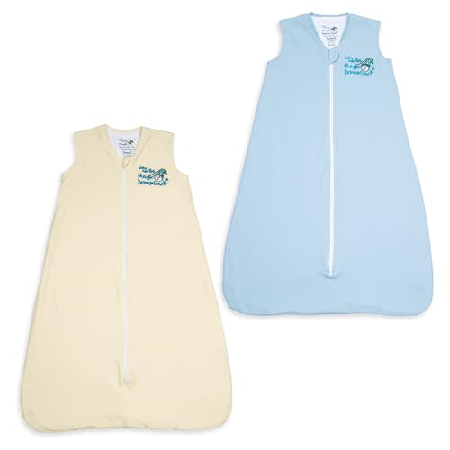 Baby Merlin's Magic Sleepsuit Magic Dream Sleep Sack - 100% Cotton Wearable Blanket - Baby 6-12 Months - Cream & Blue - 2pk