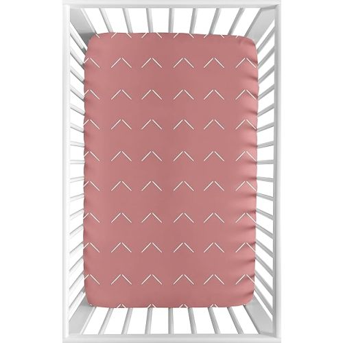 Sweet Jojo Designs Mauve Pink Boho Arrow Girl Fitted Mini Crib Sheet Baby Nursery Infant Newborn Bed Room Portable Pack n Play Mattress Dark Rose Modern Bohemian Shabby Chic Ivory Arrows Diamond Tuft