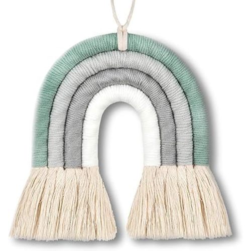 YMVV Rainbow Macrame,Woven Boho Rainbow Wall Hanging with Tassels,Cute Wall Decor for Nursery,Suitable for Festival Ornaments Baby Shower Wedding Green Rainbow Decor(5.5 x 0.5 x 5)