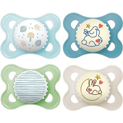 MAM Original Day & Night Pacifiers, Binky Pacifier for 0-6 Months, BPA-Free Silicone, Glows in The Dark, Best for Newborn Babies, Developed with Medical Experts, 4 Count Binkies