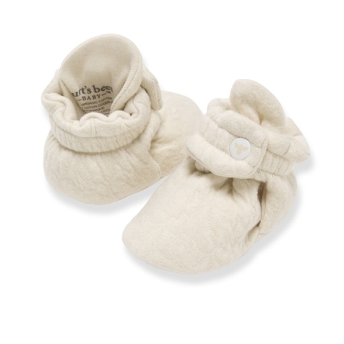 Organic Cotton Quilted Bee Baby Booties Oat
