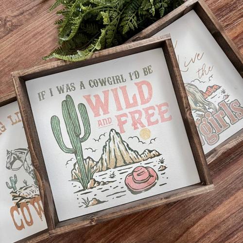 Western Decor Wood Sign, If I Were A Cowgirl I’d Be Wild and Free, Western Kids Bedroom Shelf Decor, Nursery Decor, Teen