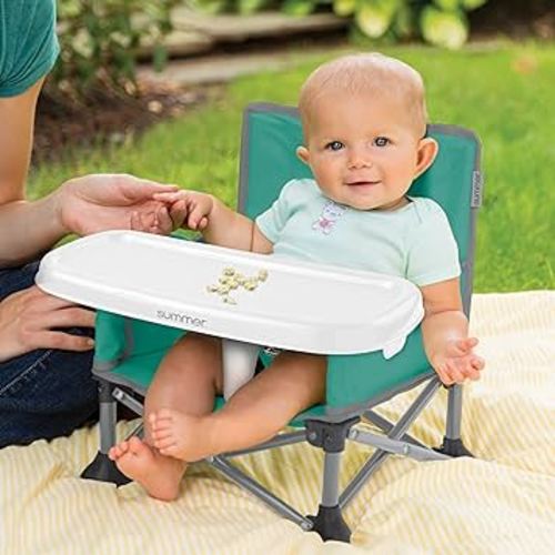 Amazon.com: Summer by Bright Starts Pop 'N Sit Portable Booster Chair, Floor Seat, Indoor/Outdoor Use, Compact Fold, Coral, 6 Mos - 3 Yrs