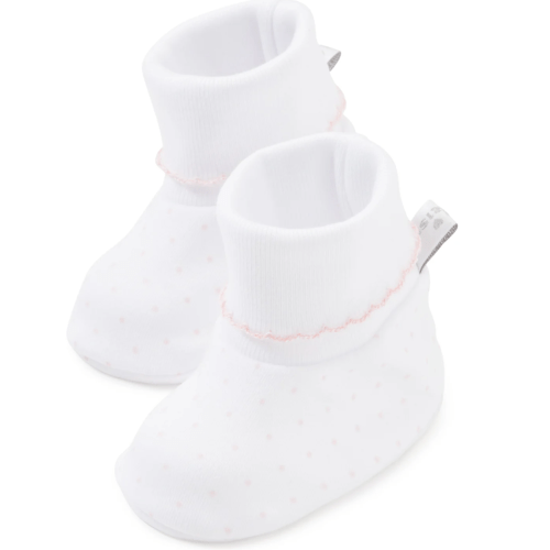 White/Pink New Kissy Dots Print Booties