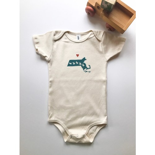 Massachusetts Organic Cotton One Piece Bodysuit-Make Way for Ducklings Tribute