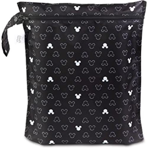 Bumkins Disney Waterproof Wet Bag for Baby, Travel, Swim Suit, Cloth Diapers, Pump Parts, Pool, Gym, Toiletry, Strap to Stroller, Daycare, Zipper Reusable Bag, Packing Pouch, Mickey Mouse Icon