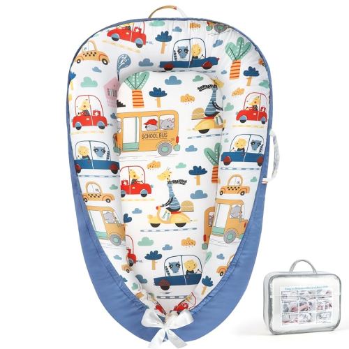 KISS GOLD Baby Lounger - Breathable Soft Cotton Cover Baby Lounger Nest, Babies Essentials Gifts, Portable Infant Lounger for Baby Tummy Time Floor Playing Seated Support for Home and Travel