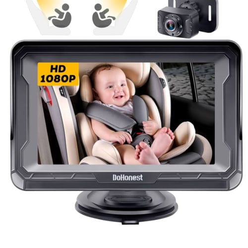 DoHonest Baby Car Camera HD 1080P - Rear-Facing Car Baby Monitor with Night Vision, Adjustable View Angle, Easy Setup, Anti-Glare Display, Safety for Kids & Infants