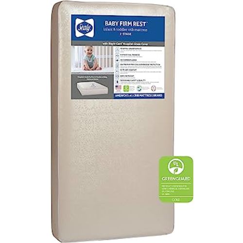 Firm Rest Antibacterial 2-Stage Dual Firmness Waterproof Baby Crib Mattress & Toddler Bed Mattress, 204 Premium Coils, Medical-Grade Surface, Hypoallergenic, Made in USA, 52"X28"