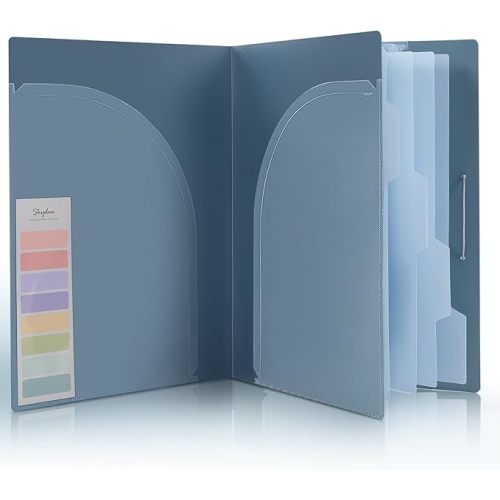 SKYDUE Accordion File Organizer, 5 Pocket Expanding File Folders with Pockets, Document Organizer, Portable Paper Organizer，School Office Supplies Blue
