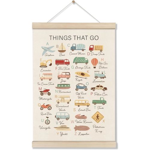 DOI-LANEE Transportation Alphabet Poster Hanger Frame, Educational Montessori Posters Toddler, Boho Classroom, Homeschool Decor, ABC Alphabet Nursery Decor for Preschool Classroom 16x12 Inch